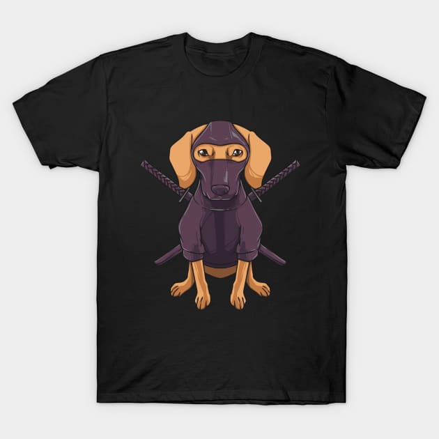 Dachshund Ninja Dog Cute Gift for Wiener Doxie Lovers T-Shirt by Ramadangonim